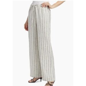 NWT Reformation Olina Linen Pants Elsie Stripe Cream Gray Medium